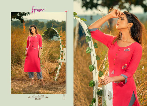 Psyna Launched Poshak Vol 8 Rayon Slub Fancy Designer Kurtis Collections