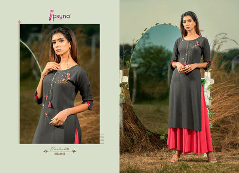 Psyna Launched Poshak Vol 8 Rayon Slub Fancy Designer Kurtis Collections