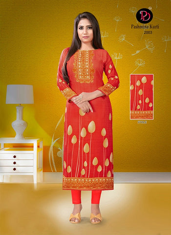 Purvi Designer Presents Pashmina Vol 2 Pure Pashmina Printed Fancy Designer Long Kurtis