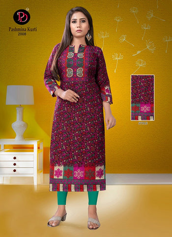 Purvi Designer Presents Pashmina Vol 2 Pure Pashmina Printed Fancy Designer Long Kurtis