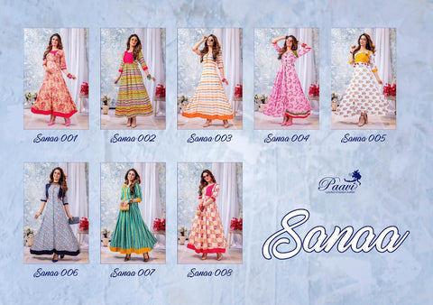 Paavi Presents Sanaa Rayon Printed Stylish Designer Kurtis Collection