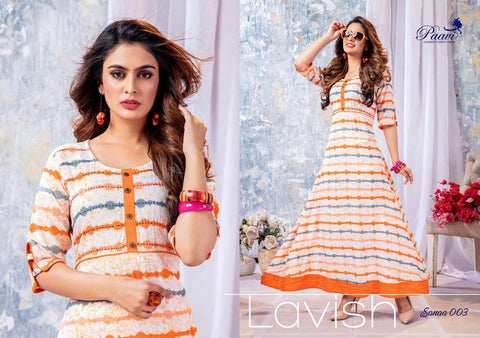 Paavi Presents Sanaa Rayon Printed Stylish Designer Kurtis Collection
