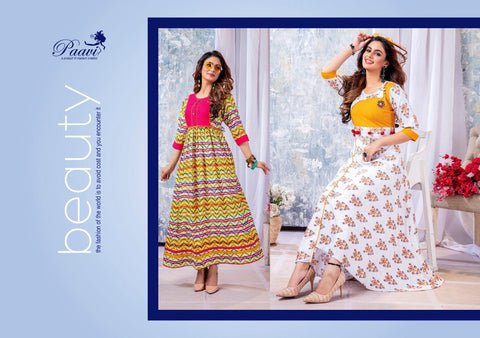 Paavi Presents Sanaa Rayon Printed Stylish Designer Kurtis Collection