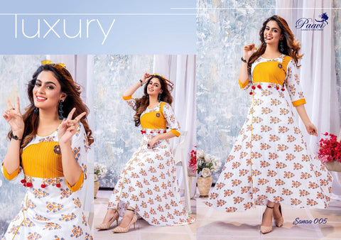 Paavi Presents Sanaa Rayon Printed Stylish Designer Kurtis Collection