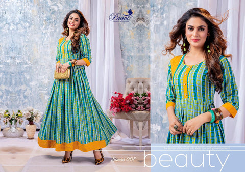 Paavi Presents Sanaa Rayon Printed Stylish Designer Kurtis Collection