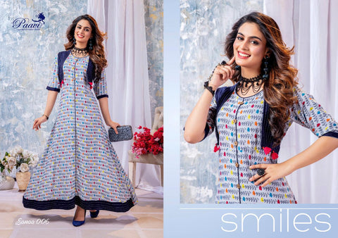 Paavi Presents Sanaa Rayon Printed Stylish Designer Kurtis Collection