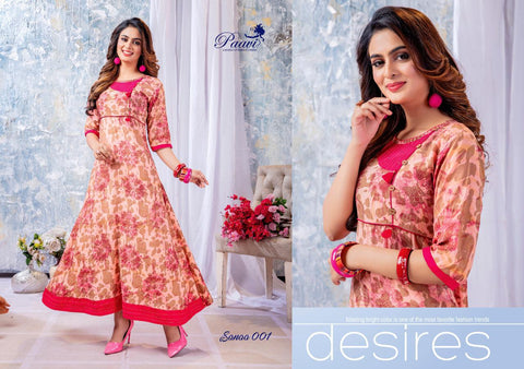 Paavi Presents Sanaa Rayon Printed Stylish Designer Kurtis Collection