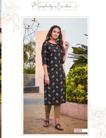 Baanvi Aisha Slub Rayon Designer Kurtis Collection