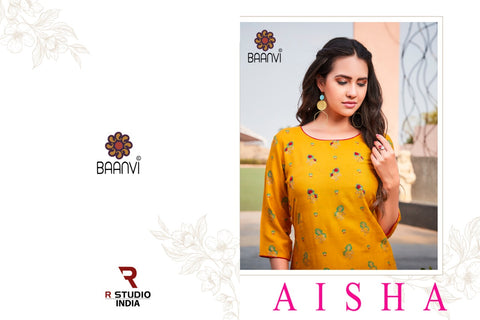 Baanvi R Studio Launched Aisha Vol 1 Rayon Stylish Designer Kurtis Collection