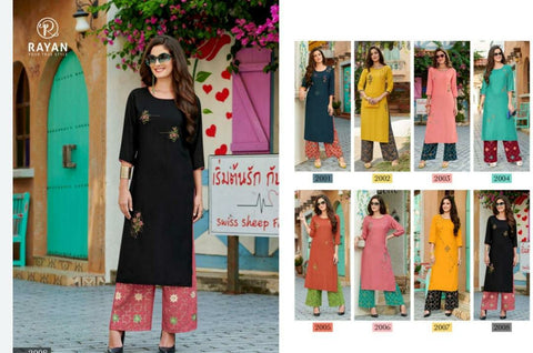 R Studio Presents Lifestyle Rayon Heavy Work Fancy Designer Kurtis And Plazzo
