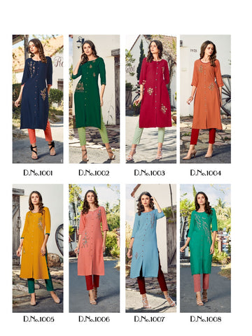 R Studio Launched Marigold Vol 1 Rayon Slub Fancy Designer Kurtis Collection