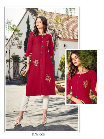 R Studio Launched Marigold Vol 1 Rayon Slub Fancy Designer Kurtis Collection