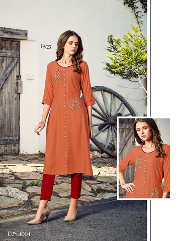 R Studio Launched Marigold Vol 1 Rayon Slub Fancy Designer Kurtis Collection