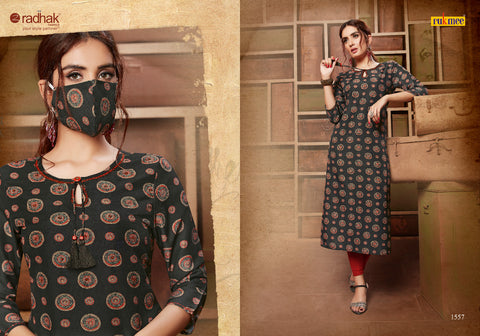 Radhak Fabrics Launched Rukmee Vol 15 Silk Fancy Designer Kurtis Collection