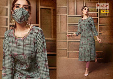 Radhak Fabrics Launched Rukmee Vol 15 Silk Fancy Designer Kurtis Collection