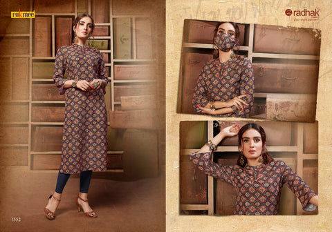 Radhak Fabrics Launched Rukmee Vol 15 Silk Fancy Designer Kurtis Collection
