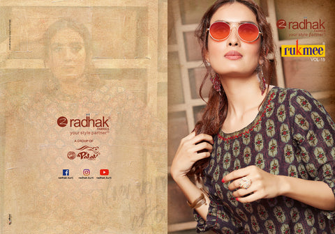 Radhak Fabrics Launched Rukmee Vol 15 Silk Fancy Designer Kurtis Collection