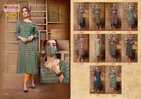 Radhak Fabrics Launched Rukmee Vol 15 Silk Fancy Designer Kurtis Collection