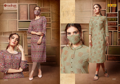 Radhak Fabrics Launched Rukmee Vol 15 Silk Fancy Designer Kurtis Collection