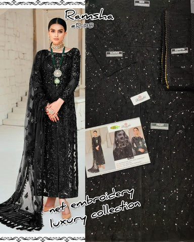 Ramsha Presents R 198 Butterfly Net Heavy Embroidery Work Pakistani Salwar Suits
