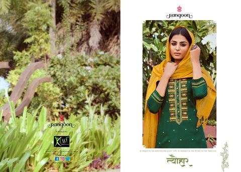 Rangoon Launched Tyohaar Jam Silk Embroidery Work Fancy Designer Kurtis Collection And Plazzo