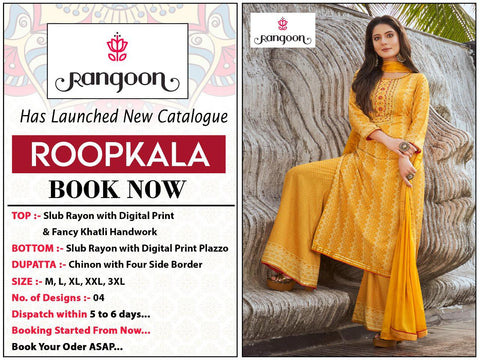 Ranggon Presents Roopkala Rayon Slub Long Type Fancy Designer Kurtis Collection