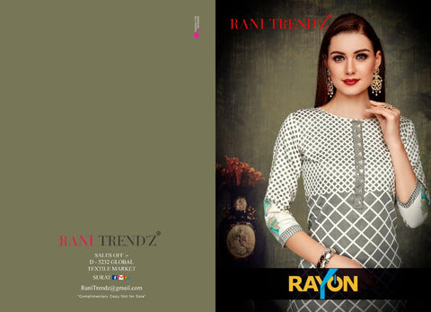 Rani Trendz Presents Rayon Printed Fancy Designer Kurtis Collection