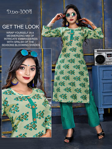 Rashika Cotton Fabric Rayon Designer Kurti Collection With Pant