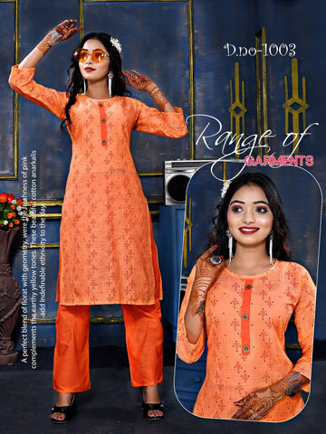 Rashika Cotton Fabric Rayon Designer Kurti Collection With Pant