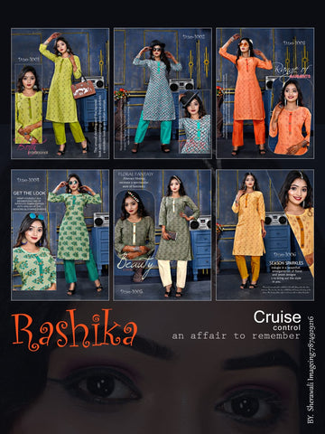 Rashika Cotton Fabric Rayon Designer Kurti Collection With Pant