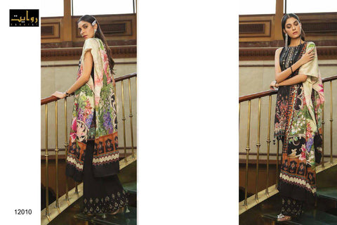 Rawayat Presents Binaas Jam Satin Printed Pakistani Salwar Suits