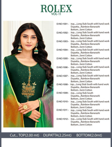 Rolex Vol 11 Long Slub With Hand Work Fancy Designer Salwar Suits