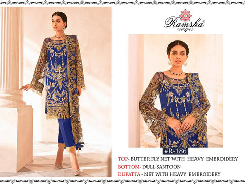 PAKISTANI SALWAR KAMEEZRAMSHA LAUNCH R 184 – R 187 SERIES GEORGETTE NET PAKISTANI SALWAR KAMEEZ