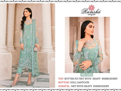 PAKISTANI SALWAR KAMEEZRAMSHA LAUNCH R 184 – R 187 SERIES GEORGETTE NET PAKISTANI SALWAR KAMEEZ