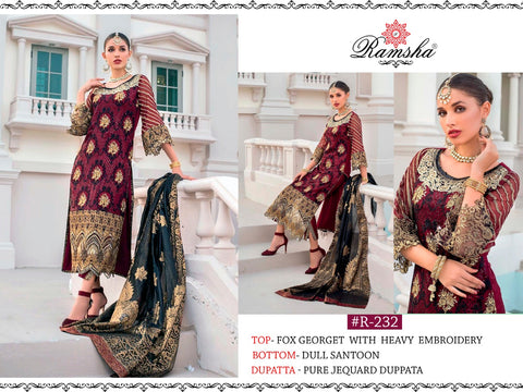 Ramsha Presents 231-235 Georgette Heavy Embroidered Pakistani Designer Salwar Kameez