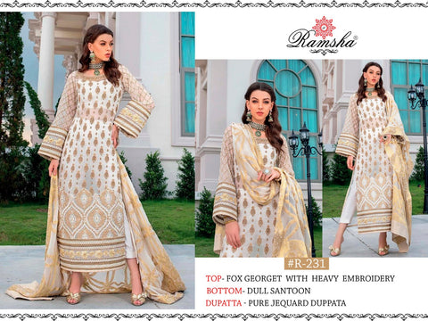 Ramsha Presents 231-235 Georgette Heavy Embroidered Pakistani Designer Salwar Kameez