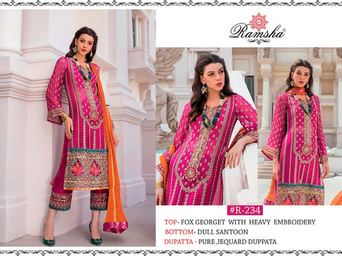 Ramsha Presents 231-235 Georgette Heavy Embroidered Pakistani Designer Salwar Kameez