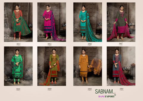 Rani Export Sabnam Vol 4 Jam Cotton Embroidery Print Work Salwar Suits