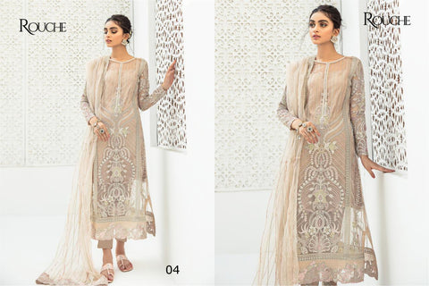 Rouch Presents Qalamkar Butterfly Net Embroidery Work Pakistani Salwar Suits