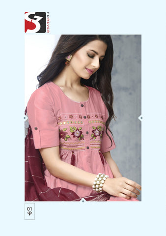Attitude Launched Richie Rich Chinon Soft Silk Fancy Designer Kurtis Collection