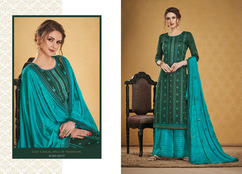 KESSI FABRICS SAFARI JAM SILK HANDWORK AND EMBROIDERY DRESS MATERIAL