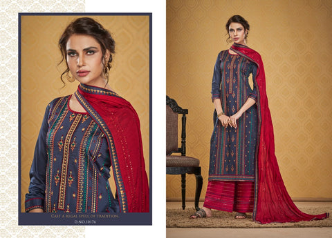 KESSI FABRICS SAFARI JAM SILK HANDWORK AND EMBROIDERY DRESS MATERIAL