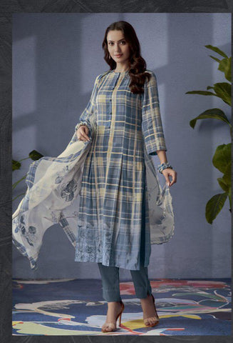 Sahiba Presents Creative Checks Pashmina Printed Fancy Salwar kameez