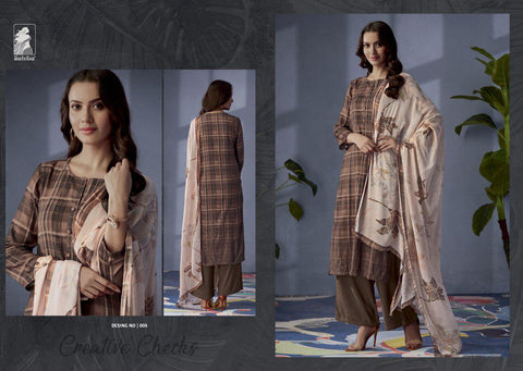 Sahiba Presents Creative Checks Pashmina Printed Fancy Salwar kameez