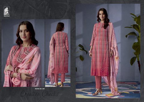 Sahiba Presents Creative Checks Pashmina Printed Fancy Salwar kameez