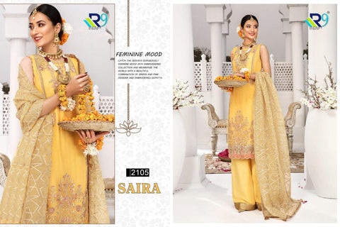 R9 Designer Saira Net Georgette Embroidery Work Pakistani Salwar Kameez
