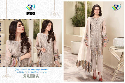 R9 Designer Saira Net Georgette Embroidery Work Pakistani Salwar Kameez