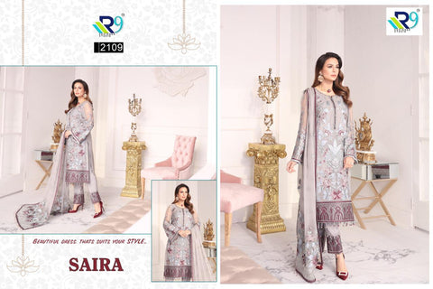 R9 Designer Saira Net Georgette Embroidery Work Pakistani Salwar Kameez