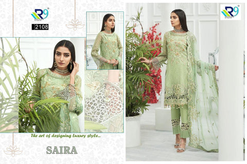 R9 Designer Saira Net Georgette Embroidery Work Pakistani Salwar Kameez