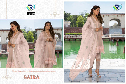 R9 Designer Saira Net Georgette Embroidery Work Pakistani Salwar Kameez